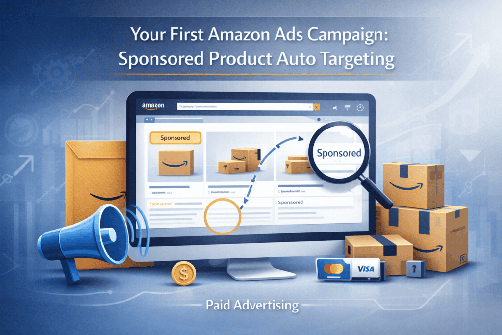 your first amazon ads campaign sponsored product auto targeting