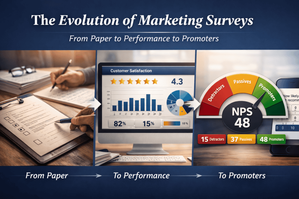 a historical evolution of marketing surveys nps csat and voice of customer