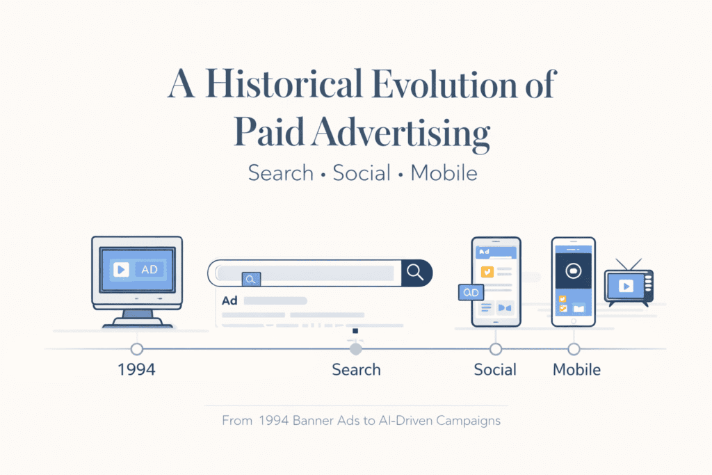 a historical evolution of paid advertising search social and mobile innovations