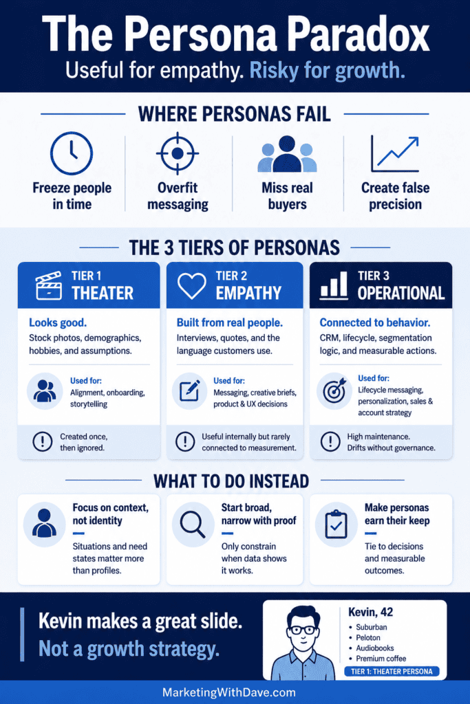 Improve your understanding of the Persona Paradox with this detailed infographic. Learn how to balance empathy and operational needs for better marketing growth.