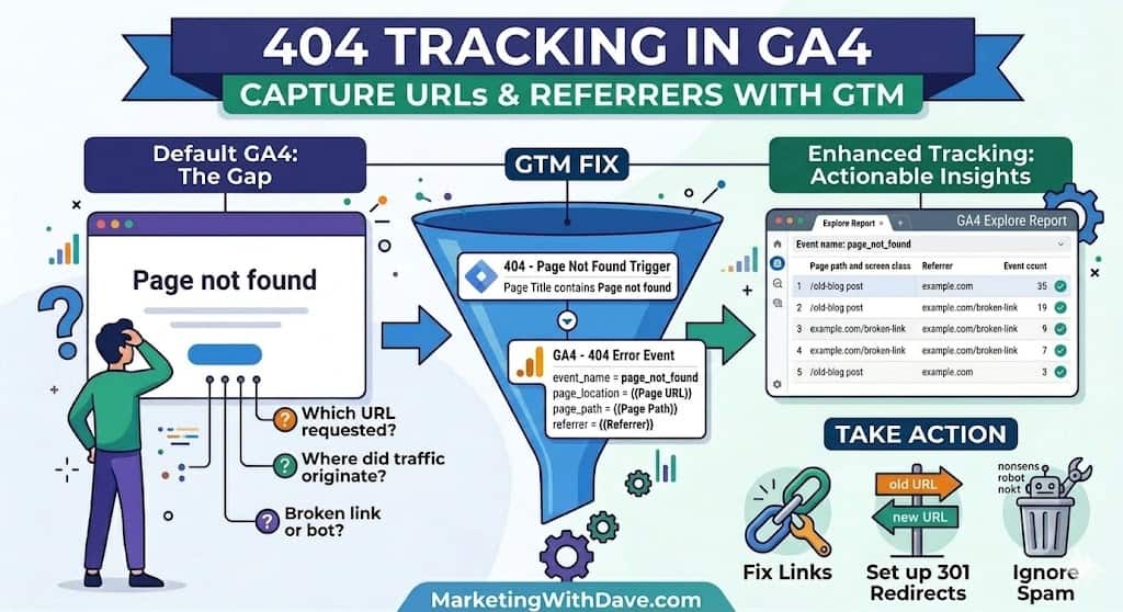 404 tracking in ga4 - capture urls and referrers with google tag manager