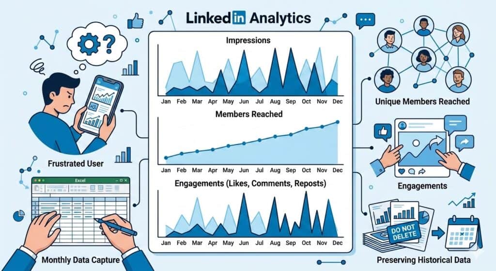 linkedin analytics impressions members reached engagements